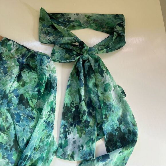 Tuckernuck Water Lilies Sasha Dress Midi Green Ruffles Lined Floral Size Medium - Picture 6 of 12